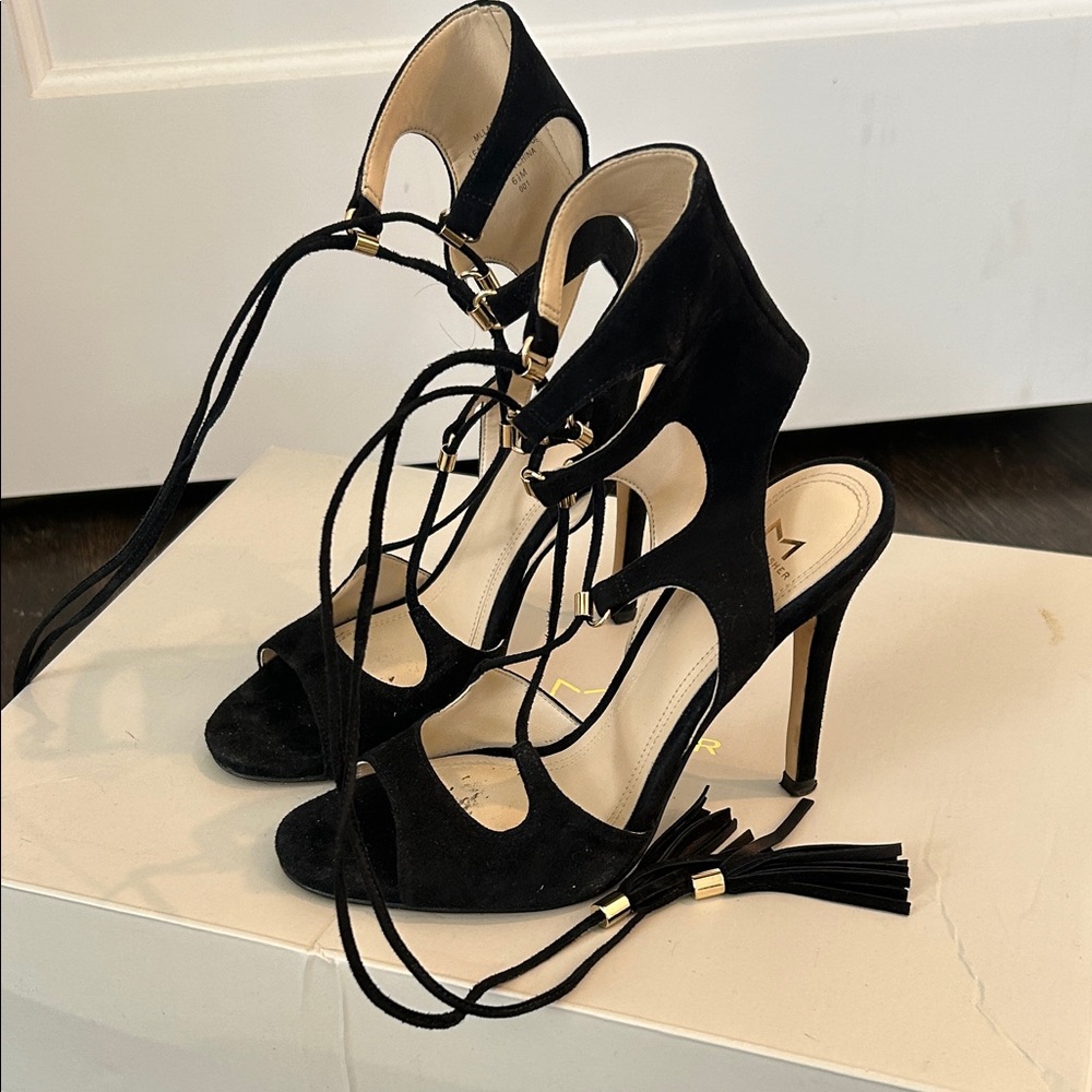Marc Fisher Black Lace-Up Heels